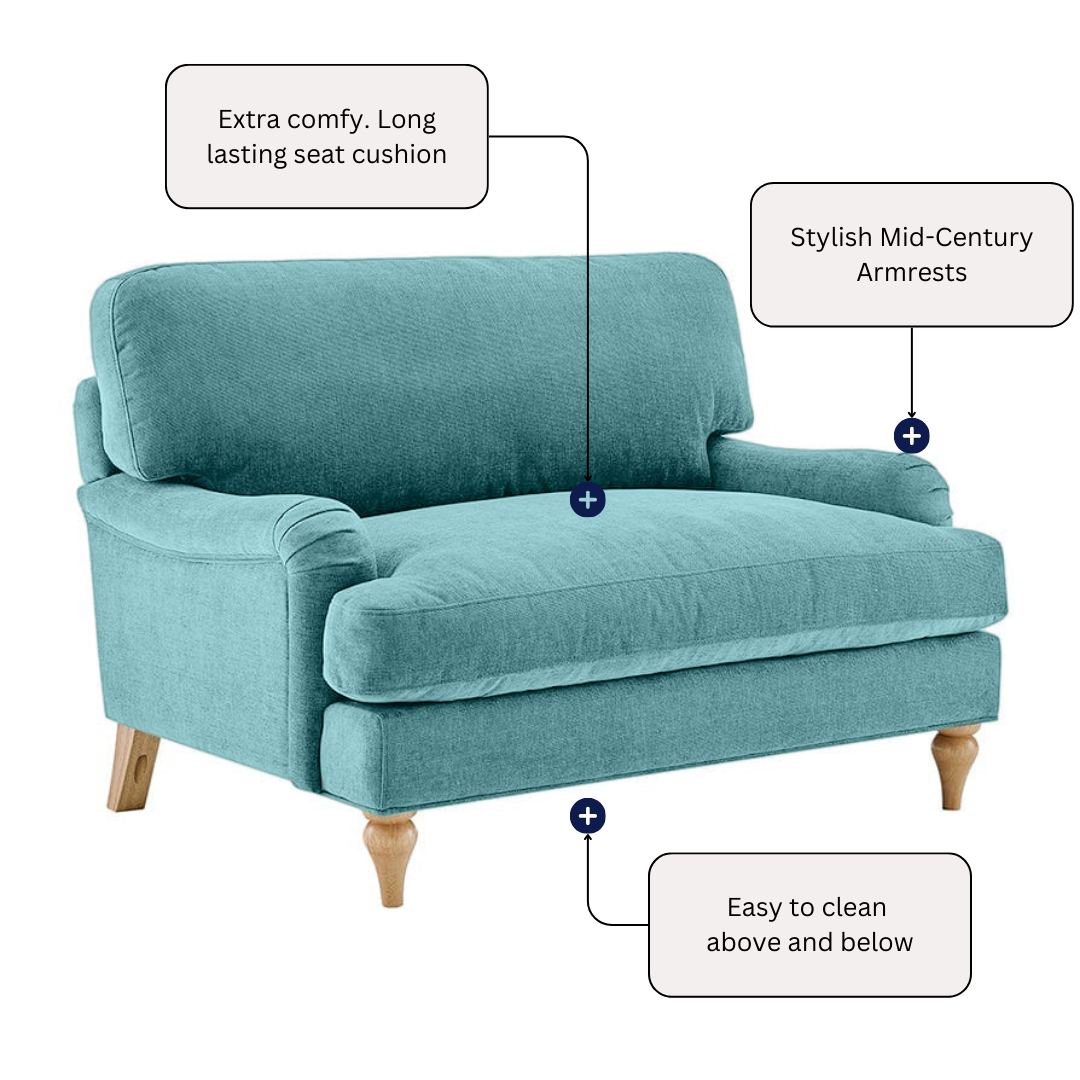 Lemon - Loveseat Sofa - Aqua