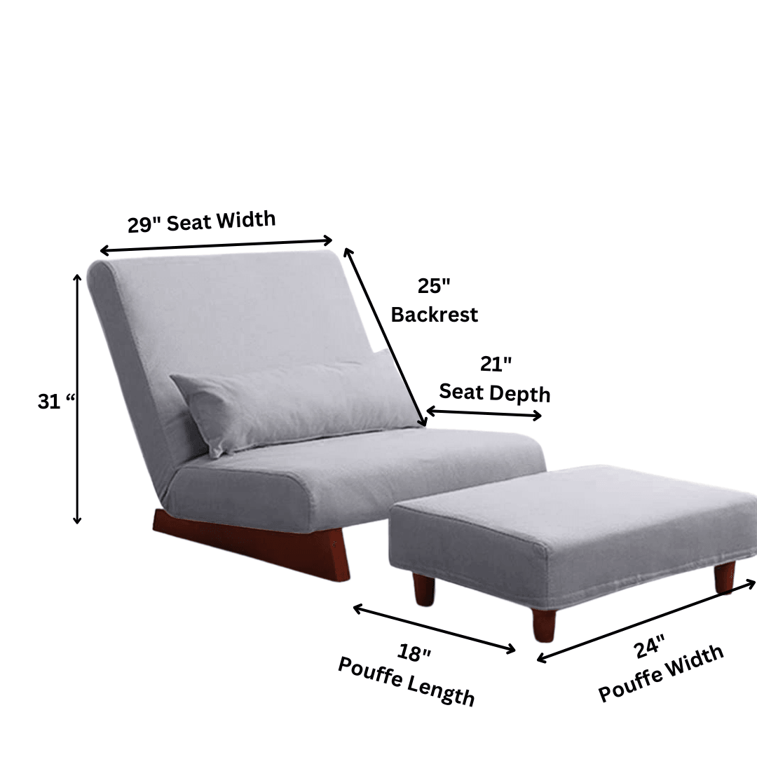 Borneo with Pouffe - Floor Sofa and Lounger (Grey) - CosyLabs