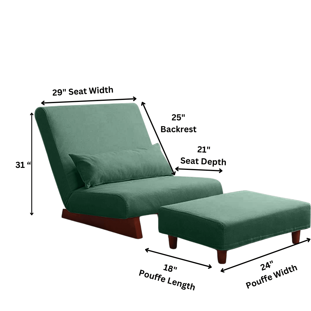 Borneo with Pouffe - Floor Sofa and Lounger (Dark Green) - CosyLabs