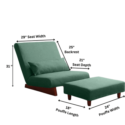 Borneo with Pouffe - Floor Sofa and Lounger (Dark Green) - CosyLabs