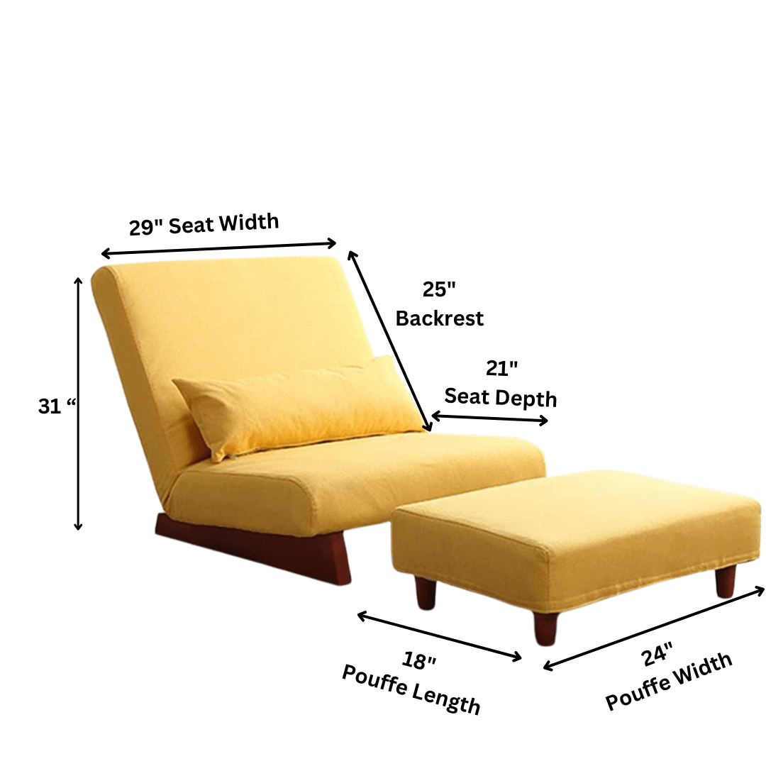 Borneo with Pouffe - Floor Sofa and Lounger (Yellow) - CosyLabs