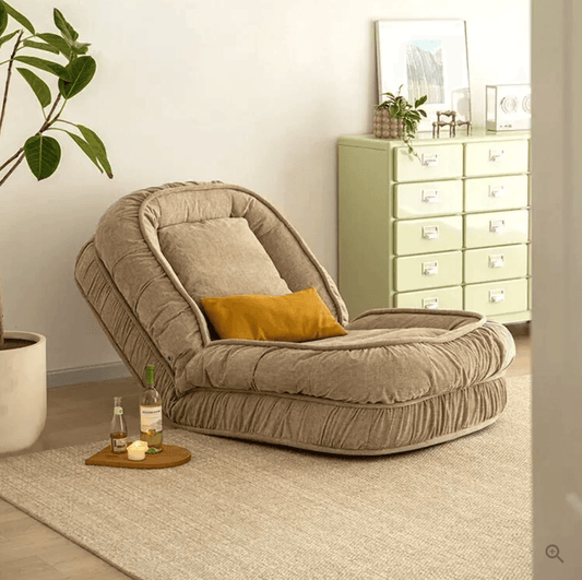 Woolly - Large Luxurious Floor Sofa Bed (Beige) - CosyLabs